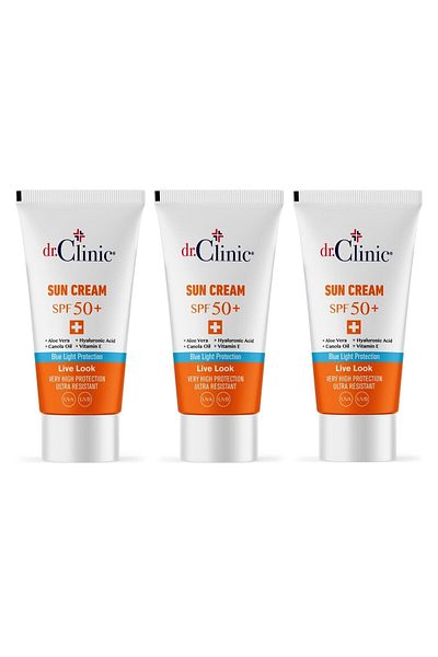 Dr. Clinic Dr.clinic SPF 50+ Sunscreen Cream - Set of 3 (50 Mlx3 Pieces) UVA, UVB and Blue Light Protection
