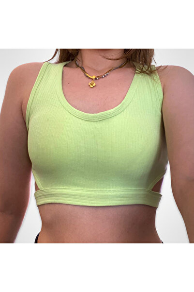 Koza İğne Çıkmalı Pamuk Bel Detaylı Crop