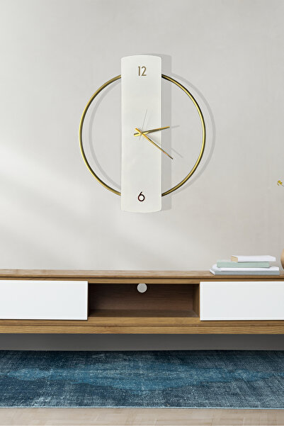 AGA KONSEPT Iron Board 60 Cm Gold Özel Tasarımlı Metal Halkalı Ahşap Modern D...