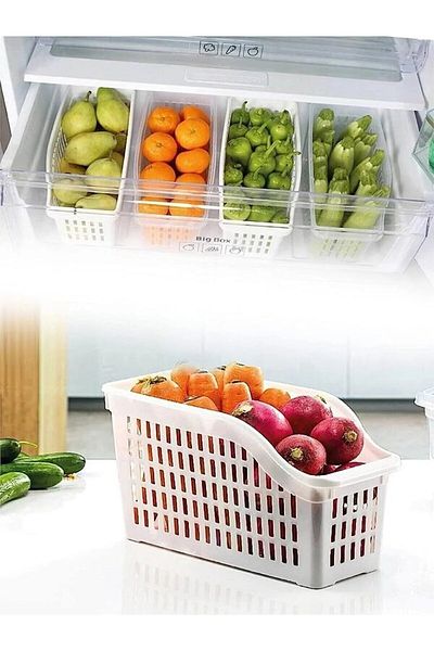 Aydo 4 Pieces XXL White Fridge Organize Shelf Refrigerator Organizer (17X16.5X24Cm)