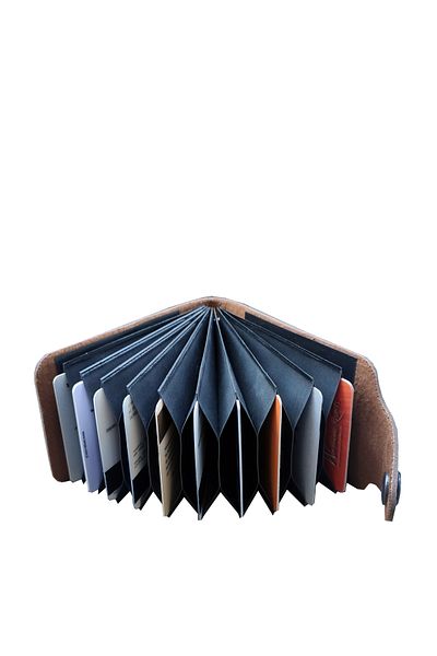 Kemer Dünyası Unisex 10 Compartment New Small Mold Accordion Brown Leather Credit Card Holder Wallet