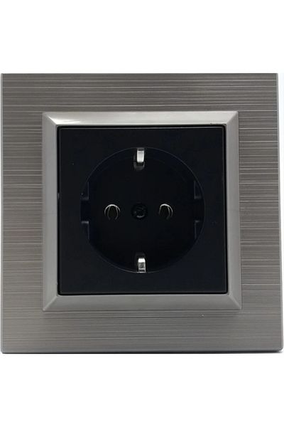 OVİVO Quantum Magnetic Gray+black Grounded Socket Frame Included