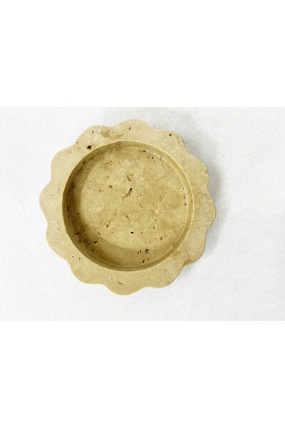 Modestmar Natural Travertine Marble Round Organizer, Jewelry, Soap Dish