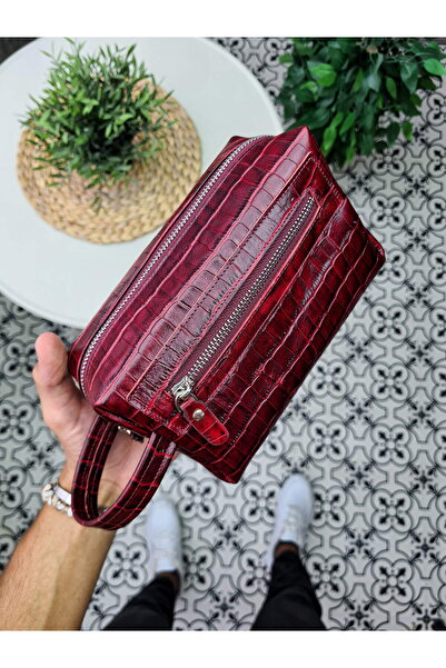 Visso leather VİSSO 502 Hakiki Deri El Çantası Cüzdan Fermuarlı Bileklik Taşı...