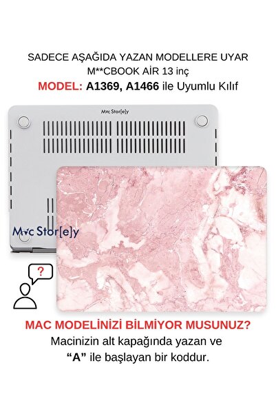 Mcstorey Macbook Air Kılıf 13 Inç Mermer08nl (ESKİ USB'Lİ MODEL 2010-2017) A1369 A1466 Ile Uyumlu