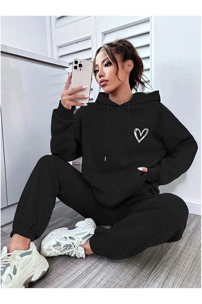 pandy Σετ φόρμας Unisex Oversize με στάμπα καρδιάς