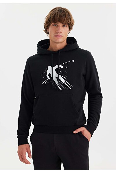 WESTMARK LONDON Ανδρικό φούτερ με μαύρη στάμπα με κουκούλα, βαμβακερή κανονική εφαρμογή WMINK SKI