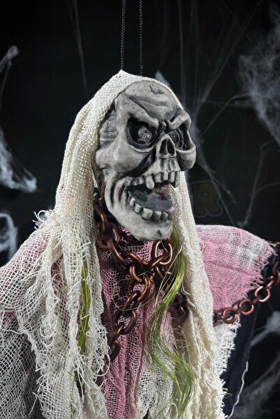 Huzur Party Store Zincir Detaylı Kanlı Cadı 110 Cm Pilli Sese Duyarlı Işıklı Halloween Cadılar Bayramı Parti Dekoru