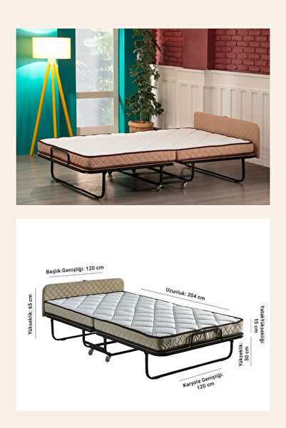 Reyo Süper Lüks 120x200 Katlanır Yatak Çift Kişilik Ortopedik Sert Yatak ve Katlanabilir Karyola