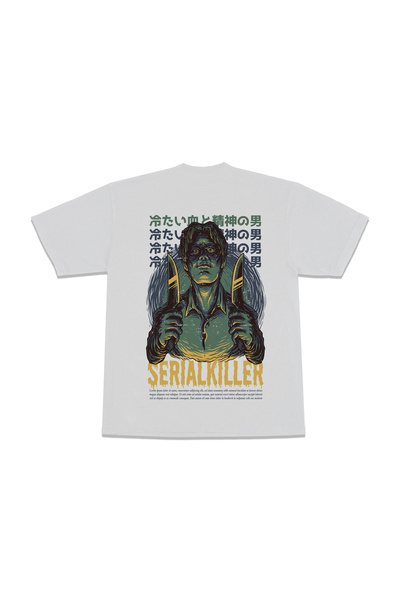 FECCY Tricou oversize unisex alb cu imprimeu Killer