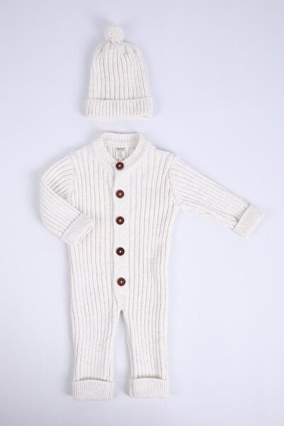 Babyhola 100% Thick Knitwear Girl Boy Baby Kids Winter Beret Jumpsuit Set 5714
