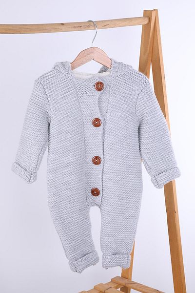 Babyhola 100% Thick Knitwear Inside Velsoft Jumpsuit Girl Boy Baby Kids Winter Outer Jumpsuit with Pompom Hood