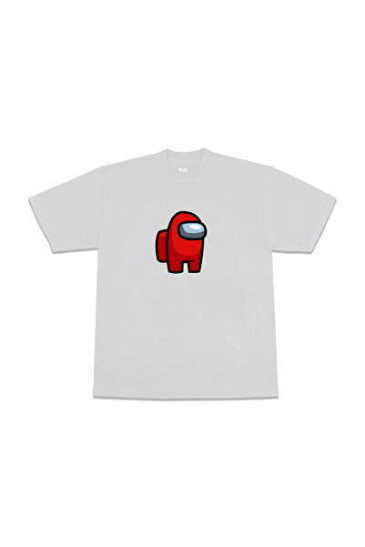 FECCY Tricou oversize unisex alb cu imprimeu Among us