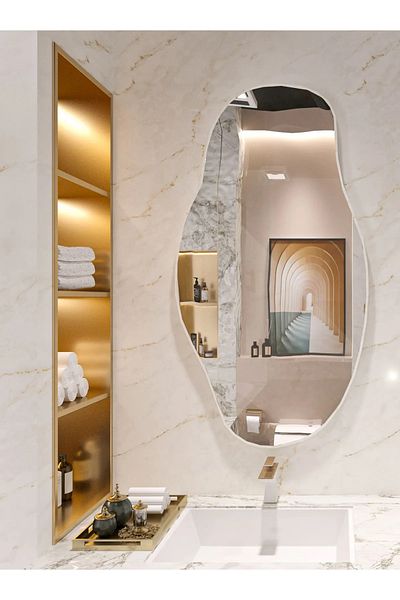nysamo 40X70 Asymmetrical Decorative Mirror - Sideboard, Hall, Wc and Dresuar Mirror