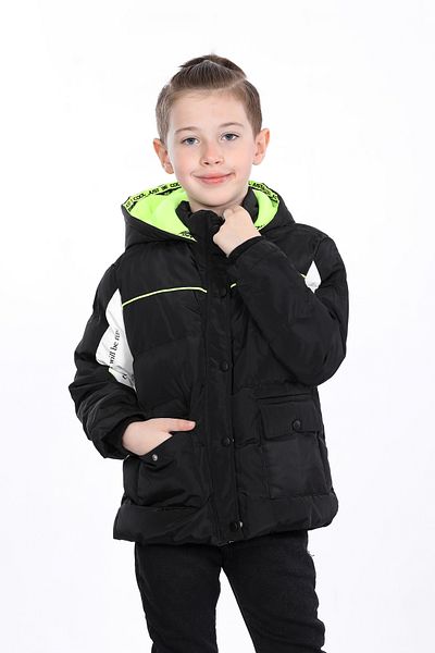 VODENS Boy's Black Water Repellent Coat with Fleece Inner Thick Pieces
