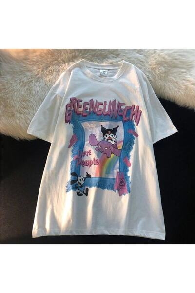 Adrift Autocolant stil Y2k Harajuka Anime Harajuku Kuromi Greengungchi Tricou...