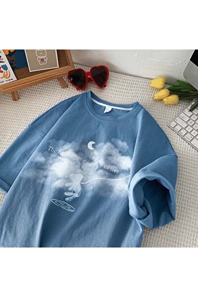 Adrift Dreamer Bear Clouds Mavi T-shirt Tyc00797037377