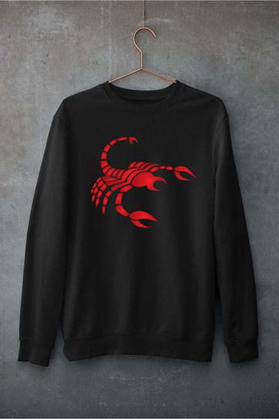 Raf Coll Hanorac unisex oversize cu decolteu rotund Scorpion Zodiac Design imprimat digital Două fire în interiorul ridicat