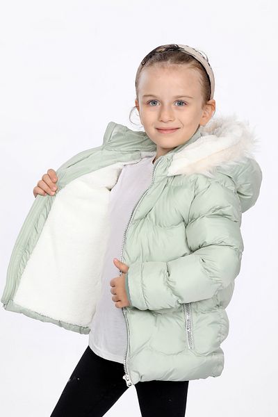 VODENS Girl's Thick Shearling Water Repellent Mint Coat with Fleece Inner