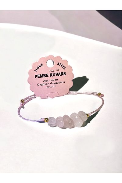 Mıçı Natural stone Macrame Bracelet (Rose Quartz)