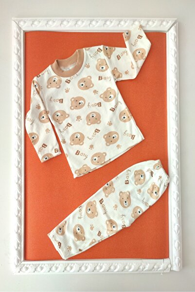 dubi baby Light Coffee Bear Pattern Reported 2-Piece Bebe Pajamas Set