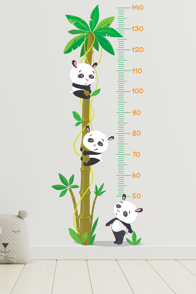Echo Home Sevimi Pandalar Çocuk Odası Boy Ölçer Sticker Boy Ölçüm Cetveli