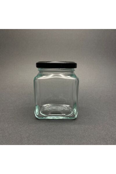 Pause Art Home 250 CC CAM KARE KAVANOZ - SİYAH KAPAKLI - 250 ML KÖŞELİ KAVANO...