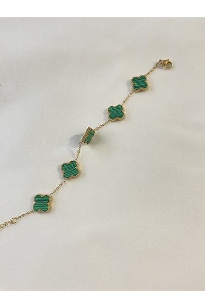 Genel Markalar Van Cleef Model Yeşil Çelik Bileklik