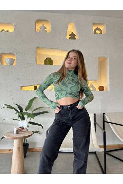 MST CLOTHİNG Μπλούζα με μισό ζιβάγκο και κοντό μήκος