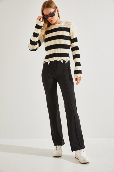 Bianco Lucci Women's Çimalı Palazzo Scuba Fabric Trousers