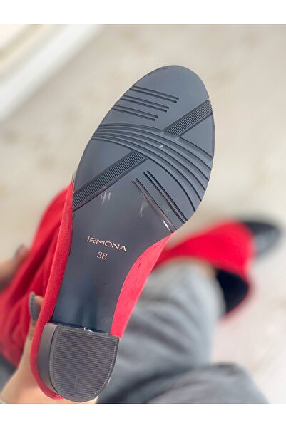 irmona TELLY KIRMIZI SÜET DERİ BURUN DETAYLI KÖRÜKLÜ BOT BOTTİE