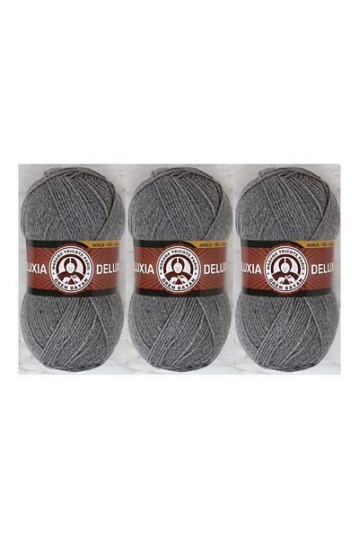 Ören Bayan Deluxia Hand Knitting Thread 100 gr 3 Pieces Color 008 Medium Gray