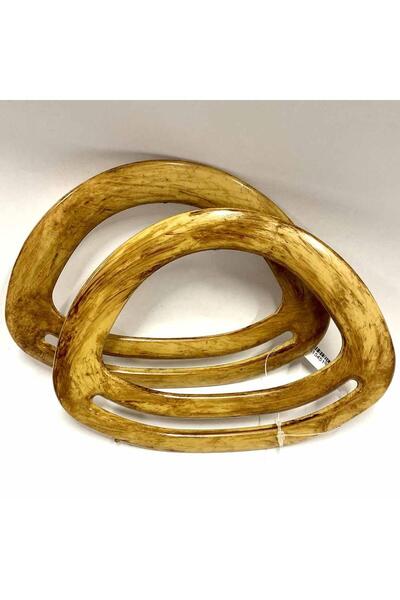 orhanucuzluk حقيبة بلاستيكية بمقبض بيضاوي AA01 بلون خام بمظهر خشبي