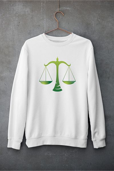 Raf Coll Unisex Oversize Crew Neck Scales Zodiac Design Ψηφιακή εμπριμέ φούτερ με δύο νήματα εσωτερικά ανυψωμένα
