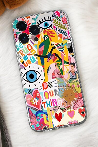 mooodcase iPhone 15 Pro Max Uyumlu Fun Desenli Premium Silikonlu Şeffaf Telefon Kılıfı