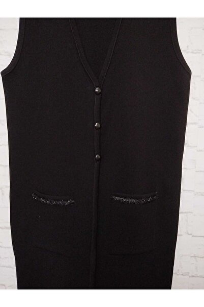 anne moda ankara зимовий, 1-го сорту сталь, акрилове плетіння, 2 кишені, 3 ґудзики, V-подібний комір, додатково подовжений трикотажний жилет