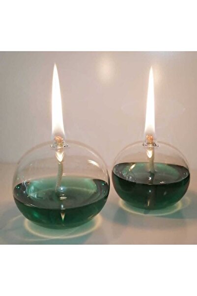 LEYLA CAM SANATLARI CAM ÜFLEME BALON KANDİL 2 Lİ + 200 ml KANDİL YAĞI