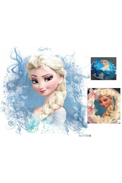 hediyehobihersey Frozen Elsa Yenilebilir Şekerli Kağıt Pasta Baskısı, Yenileb...