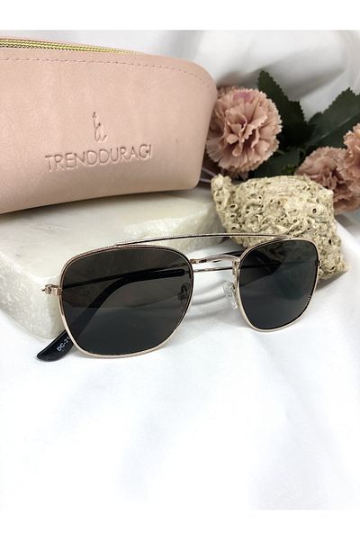 Di Caprio Oliv Rose Detailed Light Black Women's Sunglasses