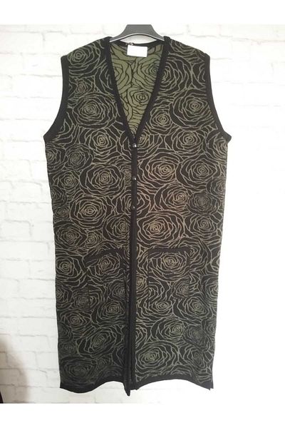 anne moda ankara winter, 1st quality steel, acrylic knitted, 2 pockets, 3 buttons, V-neck extra long knitwear vest