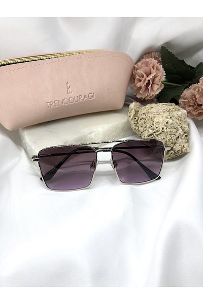 Di Caprio Miel Silver Detailed Purple Women's Sunglasses