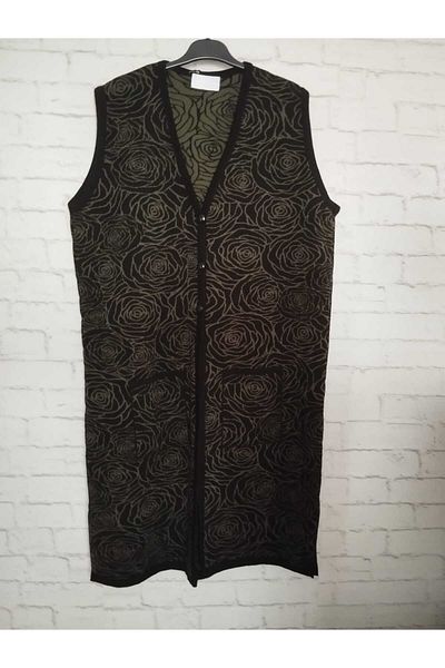 anne moda ankara winter, 1st quality steel, acrylic knitted, 2 pockets, 3 buttons, V-neck extra long knitwear vest