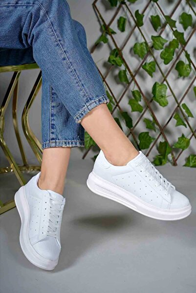 İncim ®| أحذية رياضية وأحذية رياضية نسائية بيضاء سميكة عالية النعل خفيفة الوز...