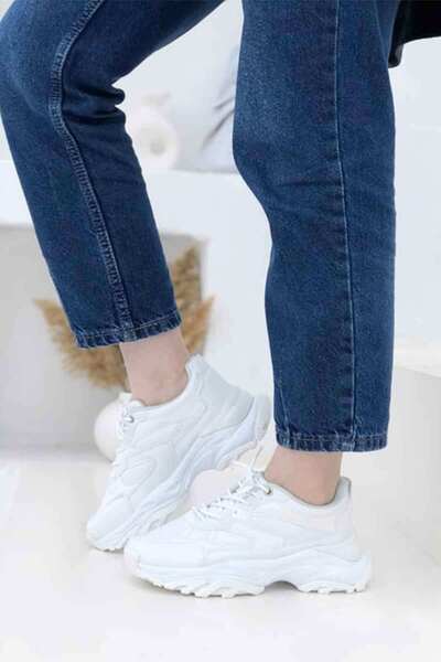 İncim ®| حذاء Aphrodite نسائي أبيض سميك عالي النعل خفيف الوزن للمشي اليومي وأ...