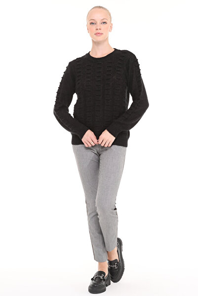 inos Merdiven Desenli Moher Bisiklet Yaka Triko Kadın Kazak