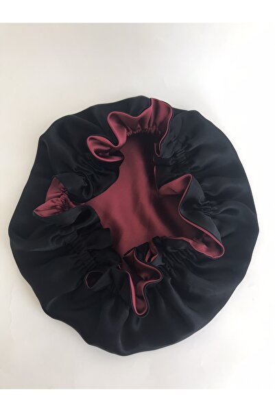 PratikDikisco Μαύρο μπορντό σκουφάκι μαλλιών διπλής όψης για σγουρά μαλλιά / ...