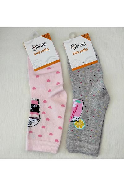 Bross GIRL'S CUTE SOCKET SOCKS 2-PACK