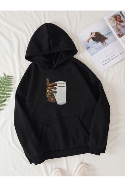 Serays moda Дебел зимен суитшърт с качулка за момичета/момчета Coffee Cup