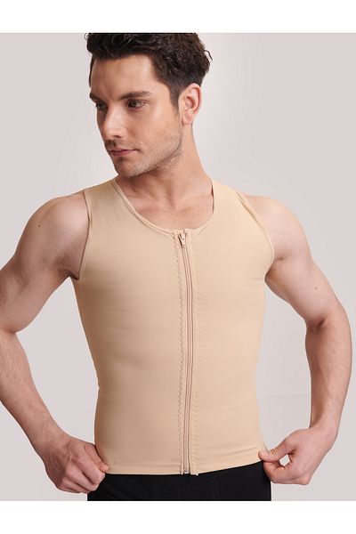 ERFECEN Men's Gynecomastia Zippered Corset/art 500/black Color