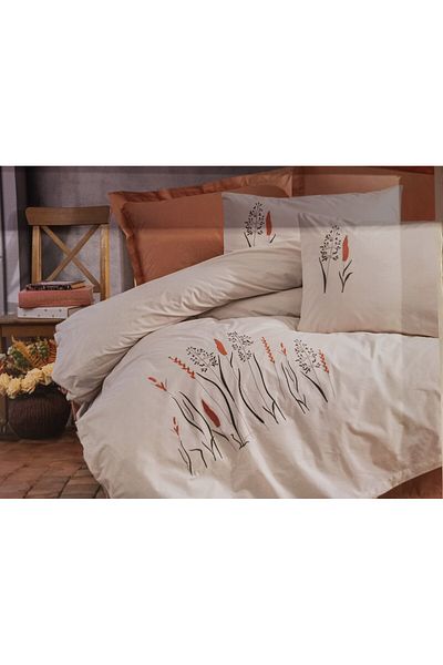 ŞENER HOME Комплект завивки Cottonbox Brode Double Ranforce, цвят Maia Caramel